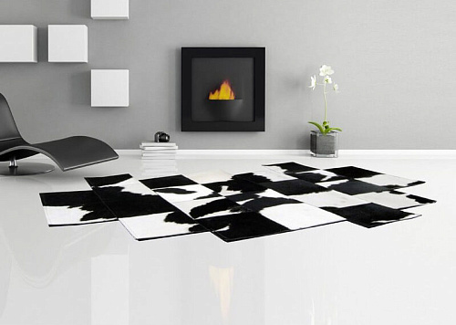 Pixel zwart & wit koeienhuid vloerkleed