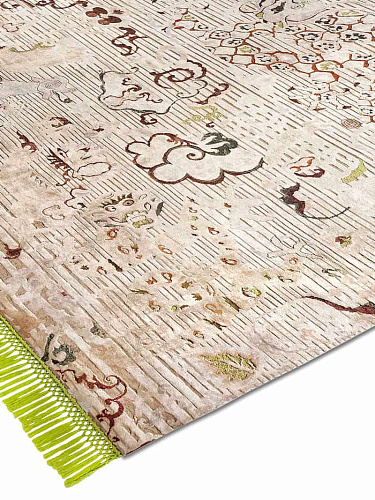 Dragon groen / beige handgeknoopt vloerkleed