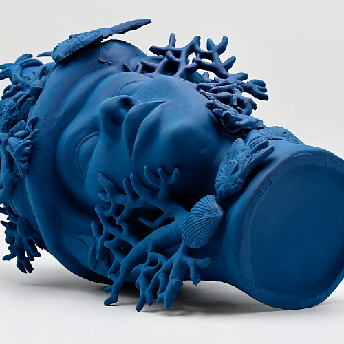 Moor's Head koningsblauwe handgemaakte sculptuur