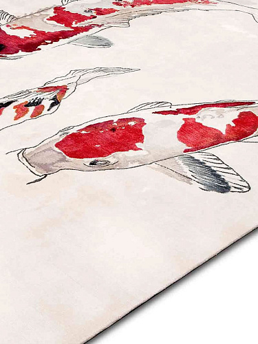 Fish Original on White luxe handgeknoopt vloerkleed