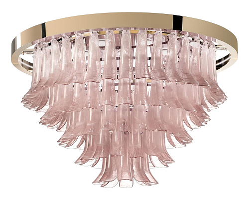 Roze Glazen Bladeren Kroonluchter