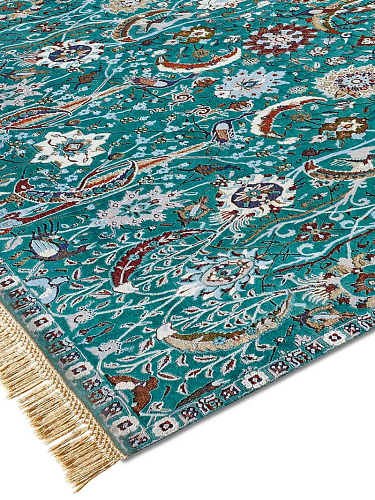 Kerman groen handgemaakte luxe vloerkleed