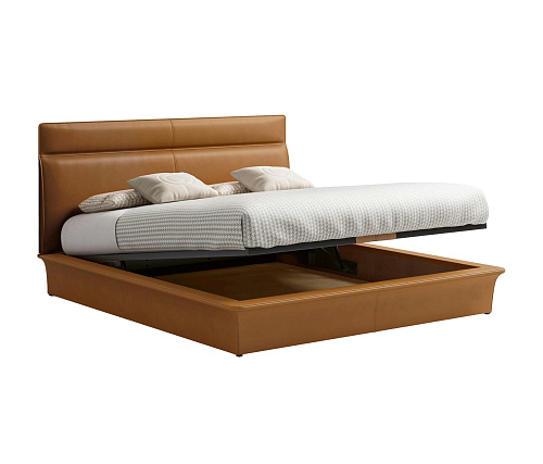 Modern leren bed met hoofdbord