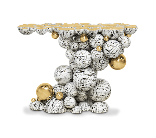 Orbit faux-marmer console