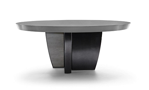 Ronde tafel met metalen en houten basis