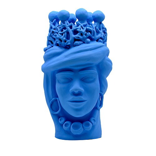Moor's Head lichtblauwe handgemaakte sculptuur