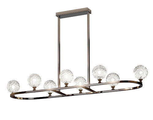 Zwart Nikkel Kroonluchter met Honing Pyrex Bollen