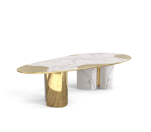 Athena Carrara marmer en gouden eettafel