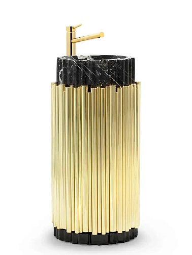 Harmony zwarte / gouden zuil wastafel