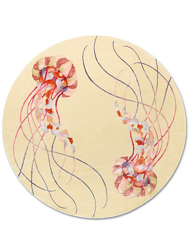 Jellyfish rond handgeknoopt vloerkleed