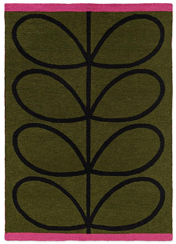 Linear stem olijf outdoor tapijt