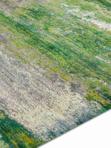 Green handgemaakte luxe vloerkleed