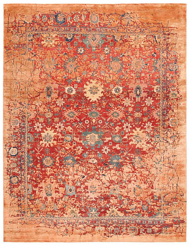 Bidjar kingscross pleasure rood oranje zijde vloerkleed