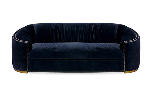 Premium comfort blauwe gebogen bank