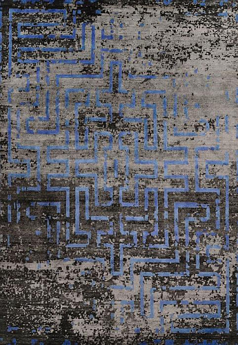 Handgeknoopt bamboe zijde abstract Indiaas vloerkleed