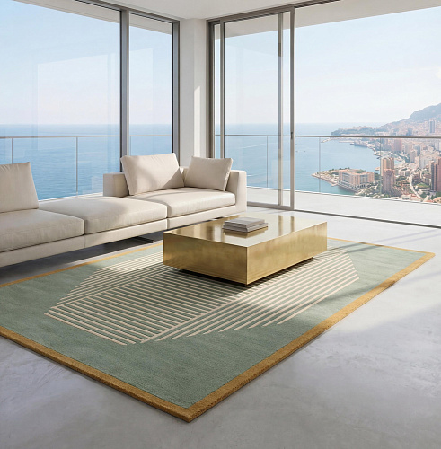 Octagon Lines Sage luxe vloerkleed