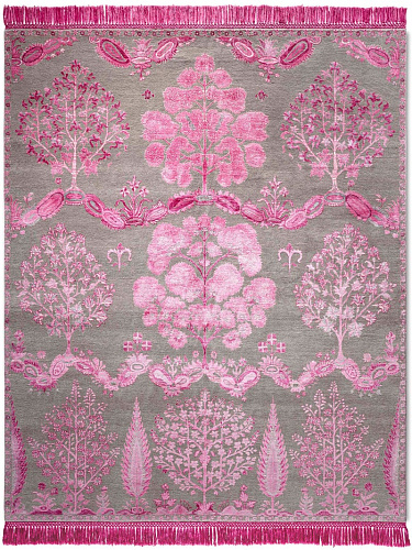 Mughal roze handgemaakte luxe vloerkleed