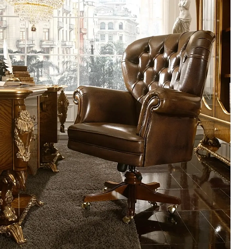 Dolcevita leren fauteuil met 5-spaaks draaivoet