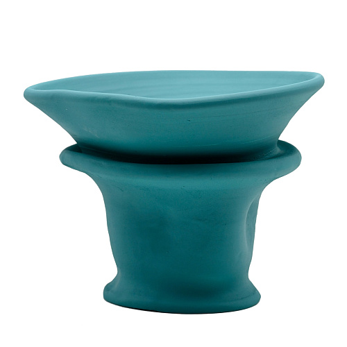 Turquoise handgebeeldhouwde vaas