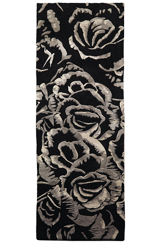 Donkere bloem designer vloerkleed