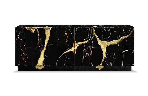 Zwart en goud luxueus dressoir