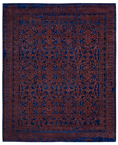 Ferrara radi little rocked bruin blauw vloerkleed
