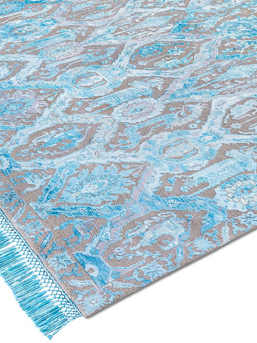 KavaBagh blauw handgemaakte luxe vloerkleed