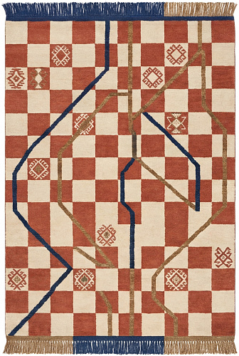 Checker Terra design vloerkleed
