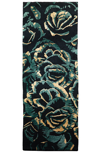 Donkere bloem designer vloerkleed